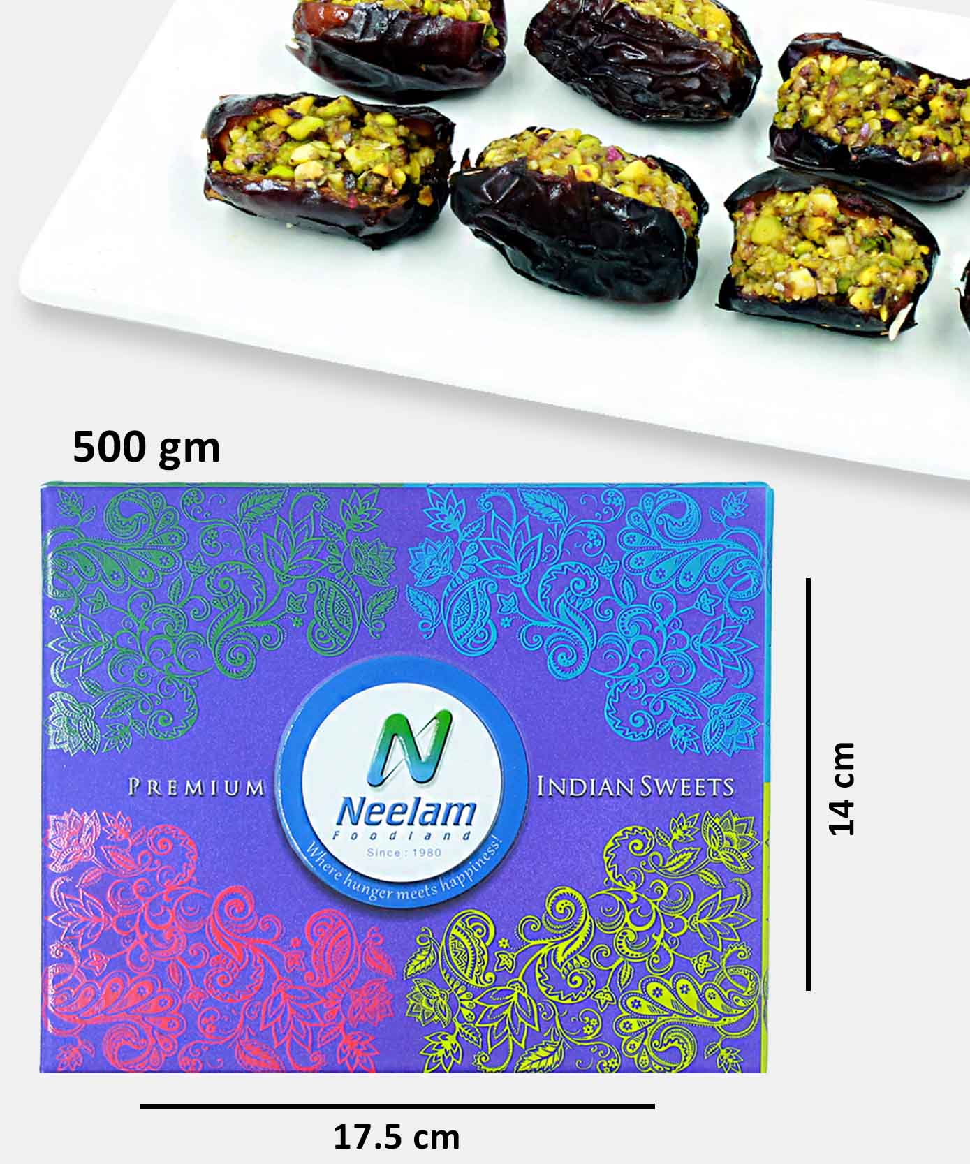 Pista Elaichi Dates ( Sweetened With Honey ) Sweet 500 Gm