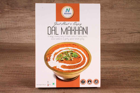 Neelam Foodland's Ready to Eat Dal Makhani 285g pack heat and eat, ideal for travelers and students abroad seeking Indian flavors.