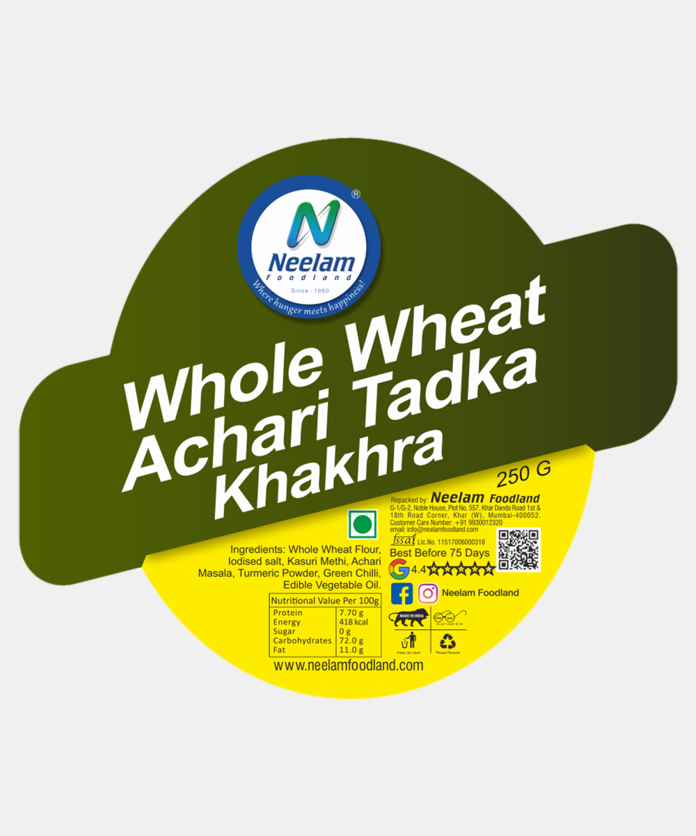 Whole Wheat Achari Tadka Khakhra 250 Gm