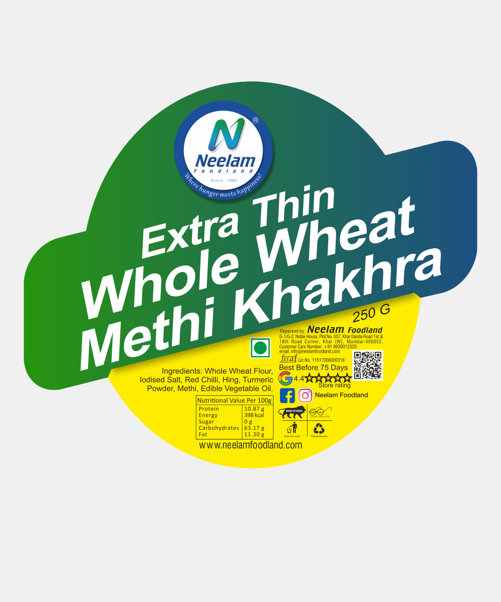 Extra Thin Whole Wheat Methi Khakhra 250 Gm