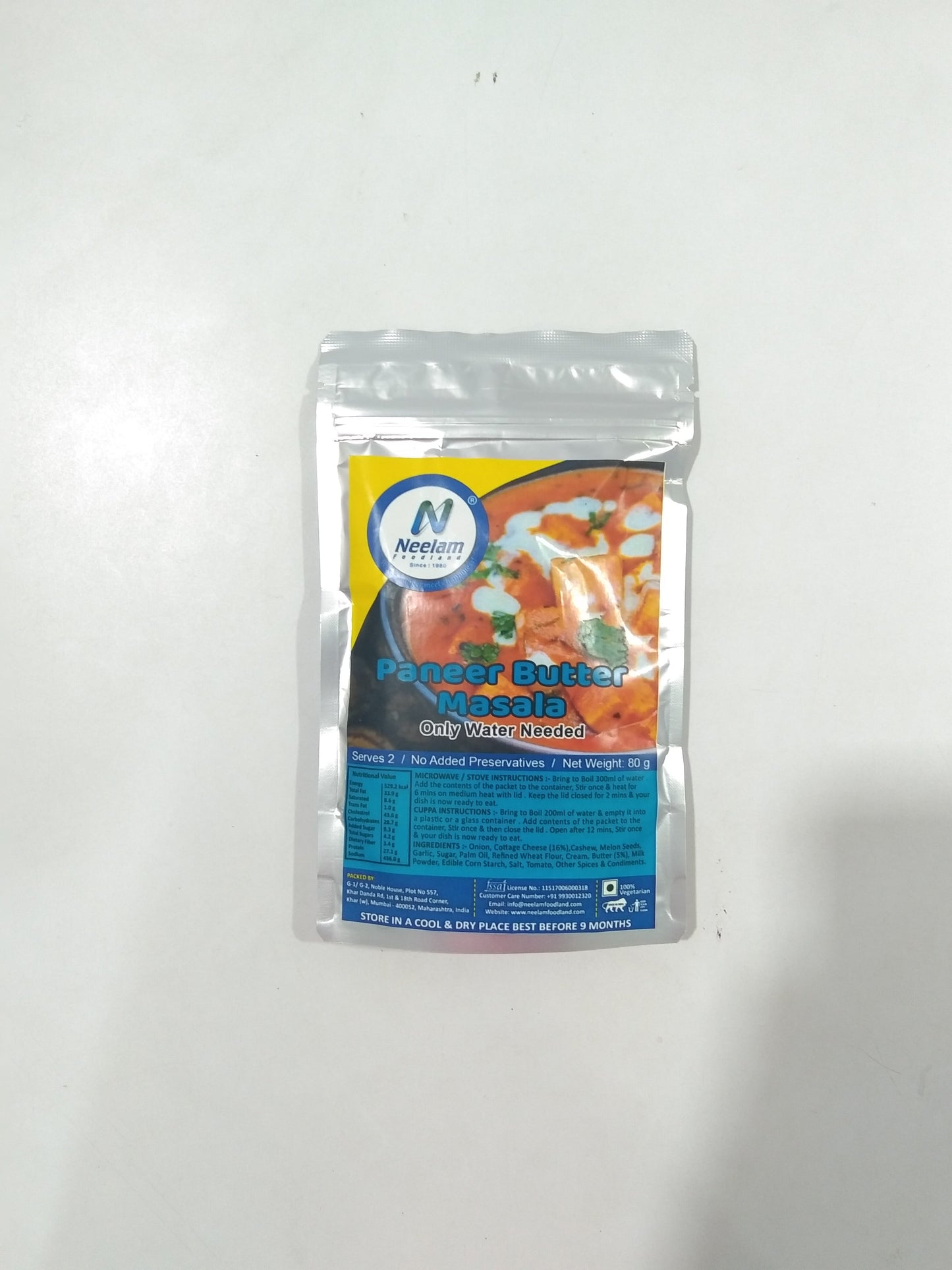 Neelam Freeze Dried Paneer Butter Masala 90 Gm