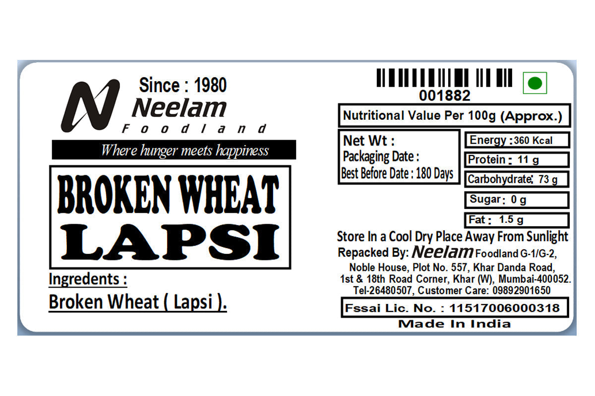 Wheat Broken Daliya/Thick Lapsi 500 Gm