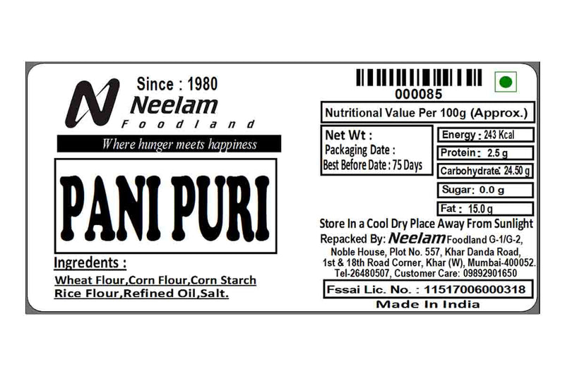 RAW PANI PURI READY TO FRY 250 GM