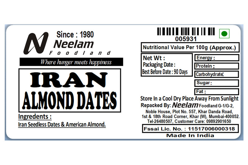 IRAN SEEDLESS DATES ALMOND TRAY 400