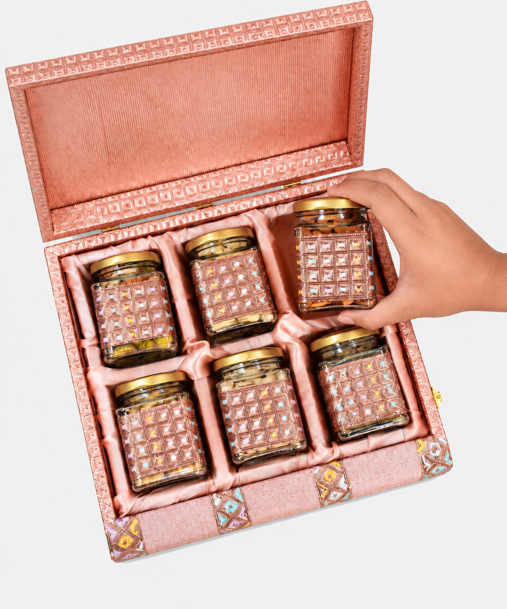 Rajwadi Metal 6 Jar Gift Hamper 765 Gm