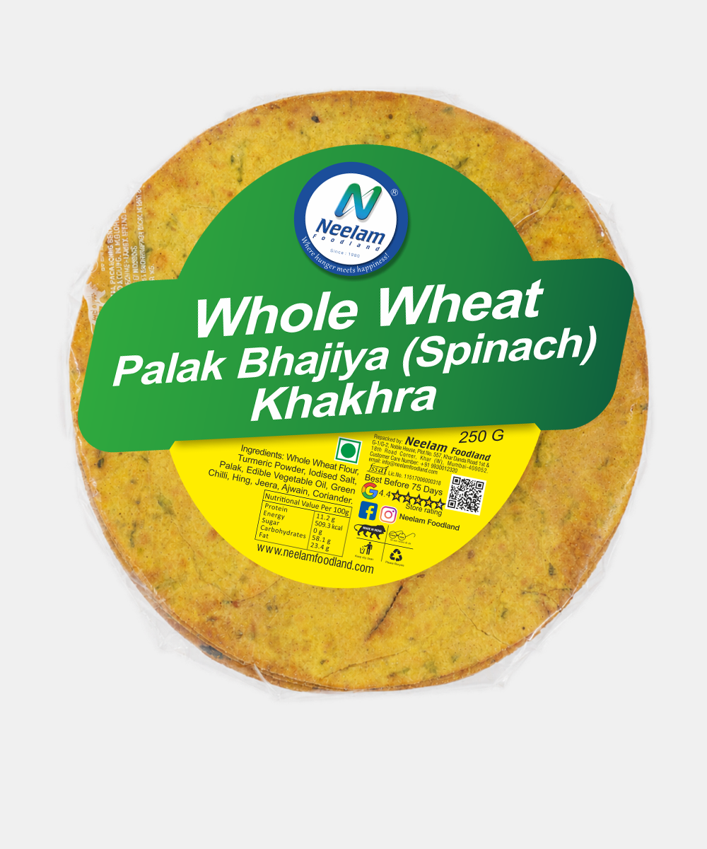 Whole Wheat Palak Bhajiya ( Spinach ) Khakhra 250 Gm