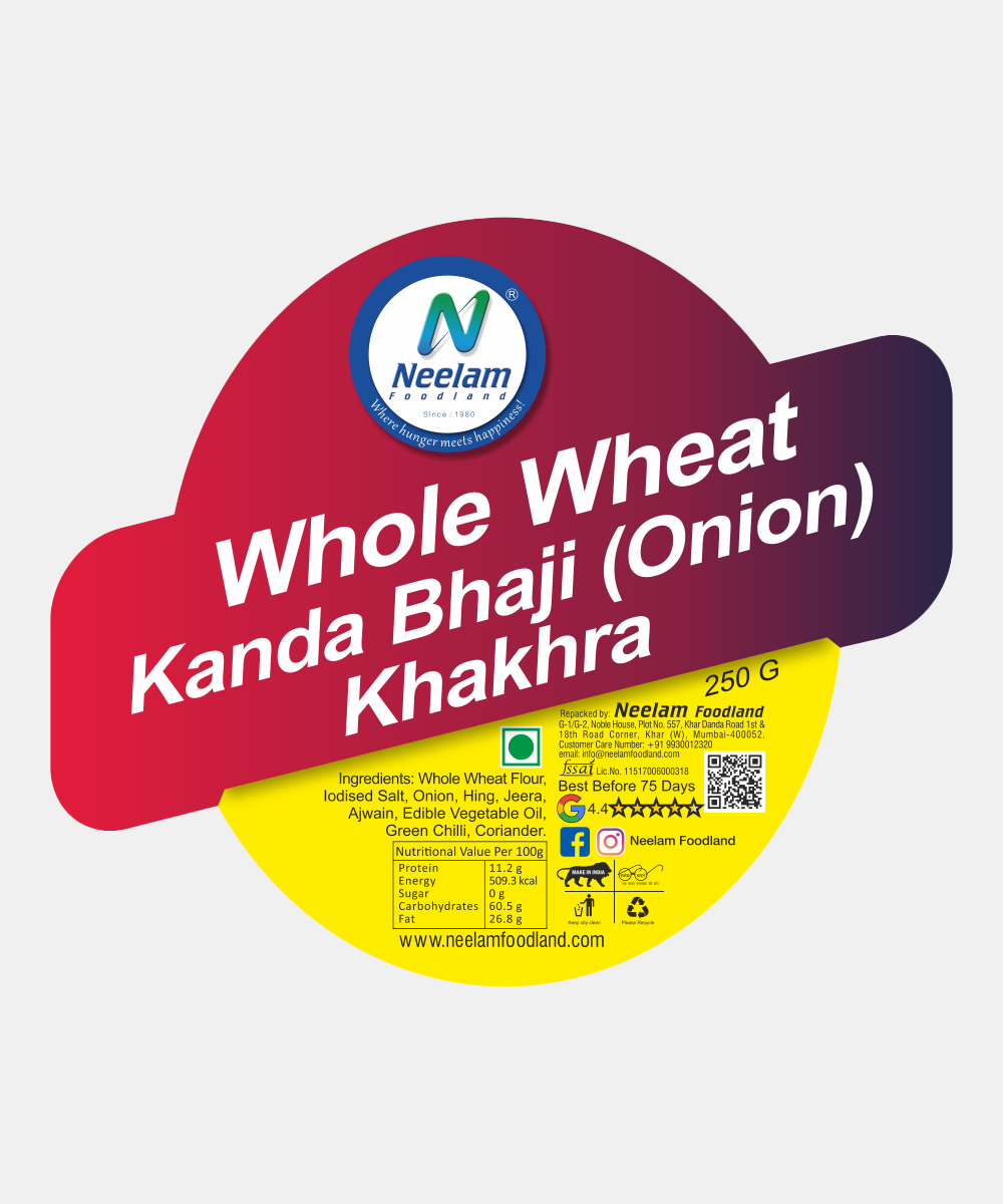 Whole Wheat Kanda Bhaji ( Onion ) Khakhra 250 Gm