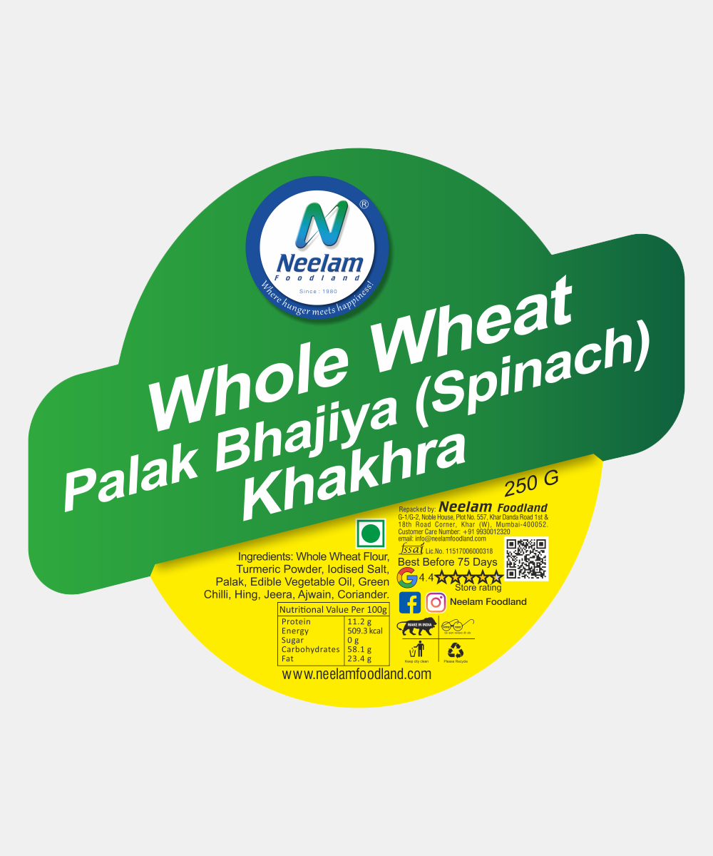Whole Wheat Palak Bhajiya ( Spinach ) Khakhra 250 Gm