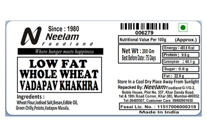 Whole Wheat Vadapav Khakhra 250 Gm