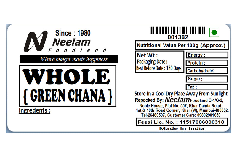 WHOLE GREEN CHANA/GRAM 250 GM