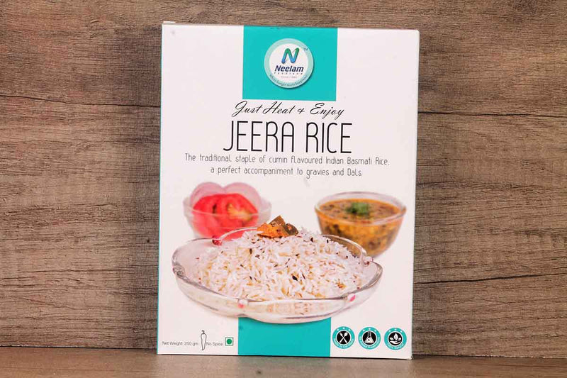 READY TO EAT JEERA RICE, EASY TO MAKE FOOD, JUST HEAT AND ENJOY, HOME AND TRAVEL POUCH, COOKING, 100% VETERIAN PACK OF 4