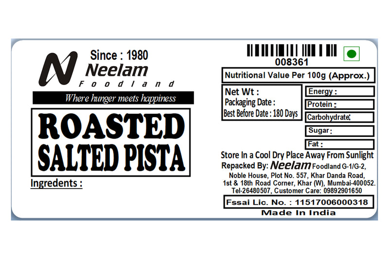 ROASTED SALTED PISTA 250 GM