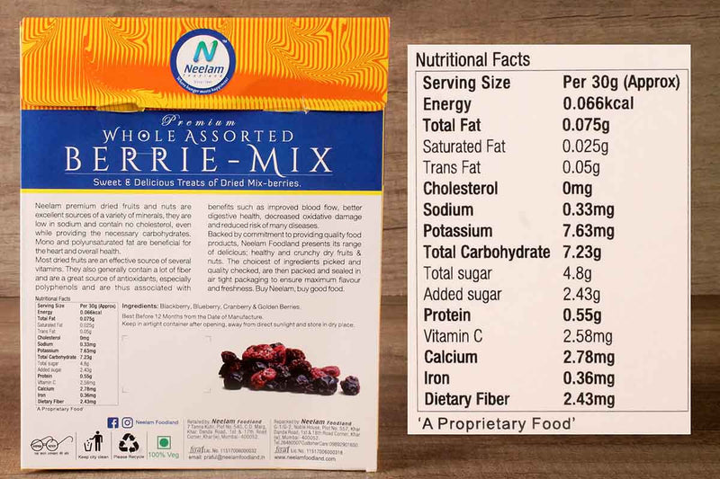PREMIUM WHOLE ASSORTED BERRIE MIX 250 GM