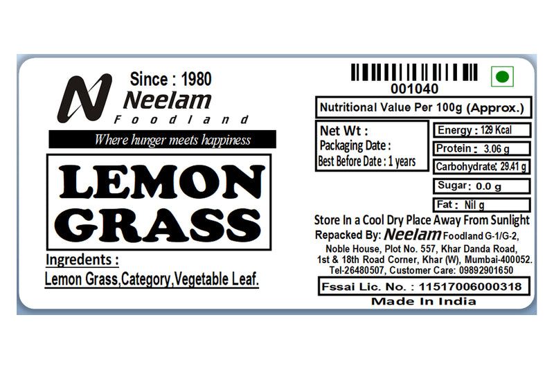 DRIED LEMON GRASS TEA 100 GM